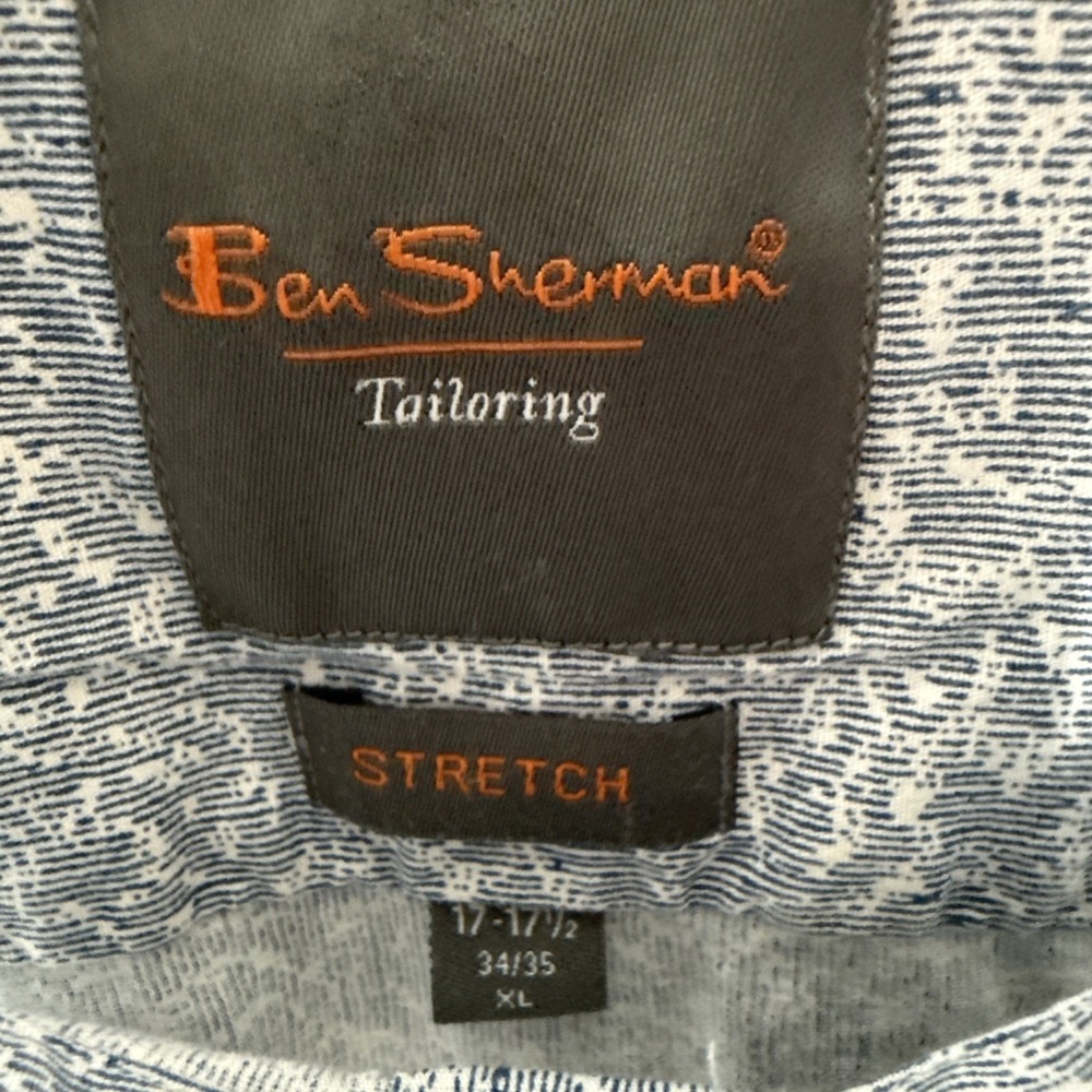 Ben Sherman Stretch Tailored Slim Fit Abstract Print Dress Shirt Men XL 17 34-35 - Picture 4 of 8